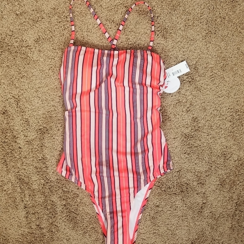 hot water stripped one piece swimsuit